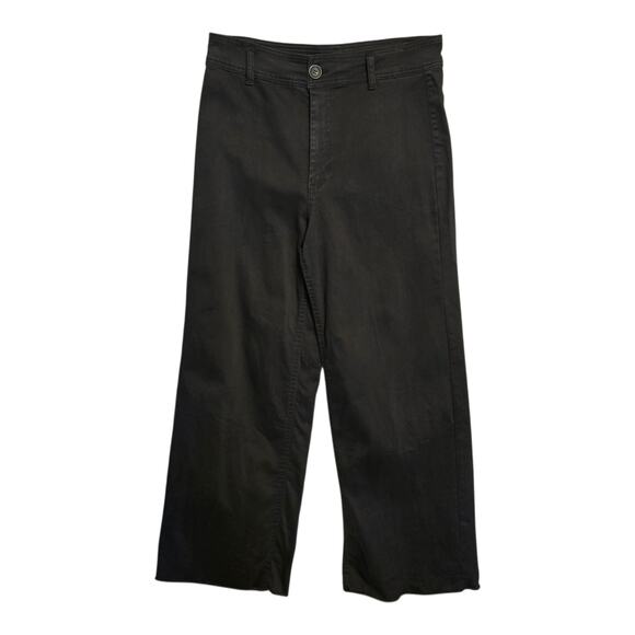 Oat Wide Leg Womens High Rise Jeans Size 10/30 Raw Hem Black Hippie Festival - Picture 1 of 11